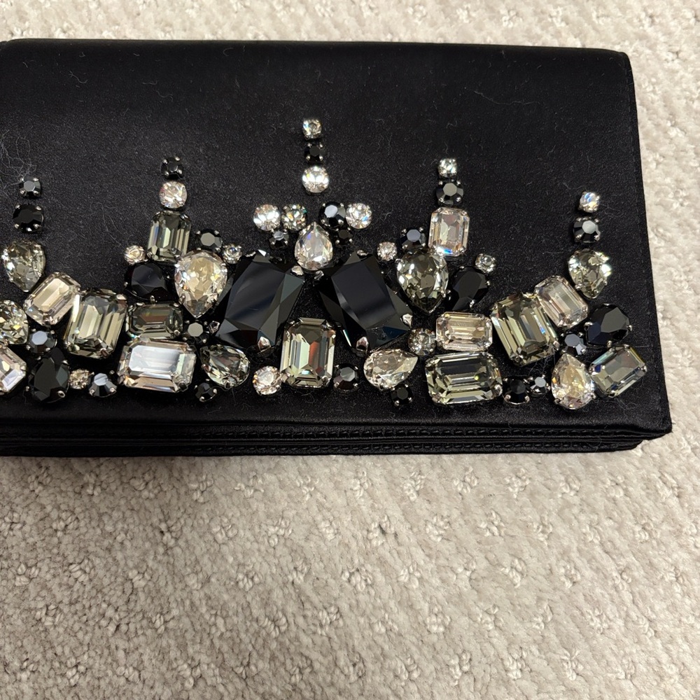 Prada Black Satin Clutch with Crystal Accents - Picture 4 of 6